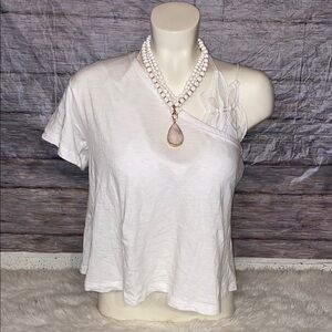 Blue Rain Francesca’s White One Shoulder Cropped Top